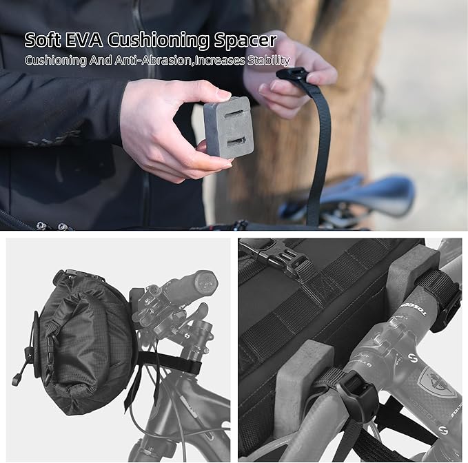 Rhinowalk Bicycle Handlebar Bag, both sides open and folded closed, with waterproof inner pocket, suitable for road bike, mountain bike, etc.