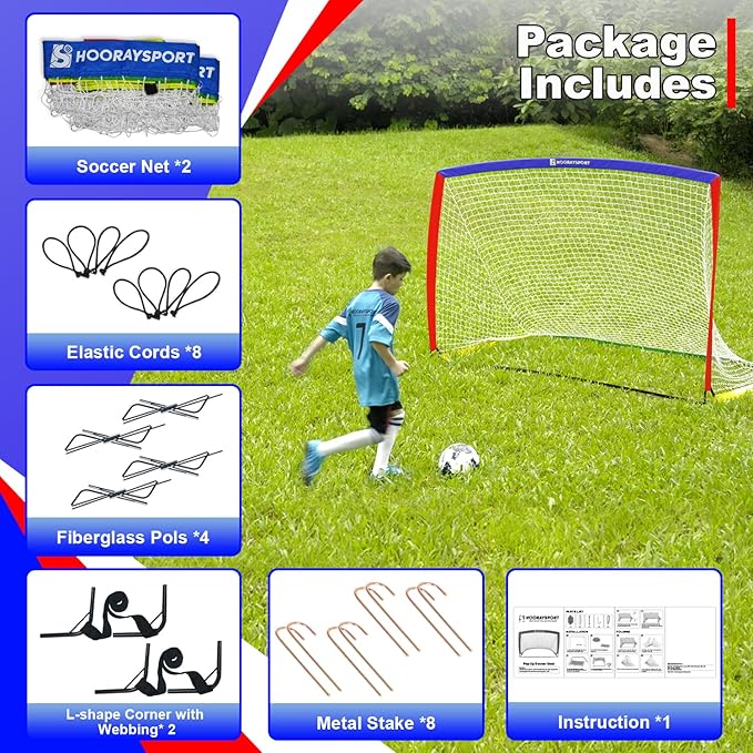 Soccer Goal, Portable Soccer Goals for Backyard, Pop Up Soccer Goal, Soccer Net for Indoor or Outdoor Practice and Training