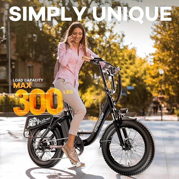 1500W Peak Electric Bike for Adults, 48V 20Ah Removable Battery Max Range 80Miles & 30MPH Electric Bicycle, 20''ร4.0" Fat Tire Ebike,Fast Cargo Ebikes,Commute Mountain E-Bike UL Certified