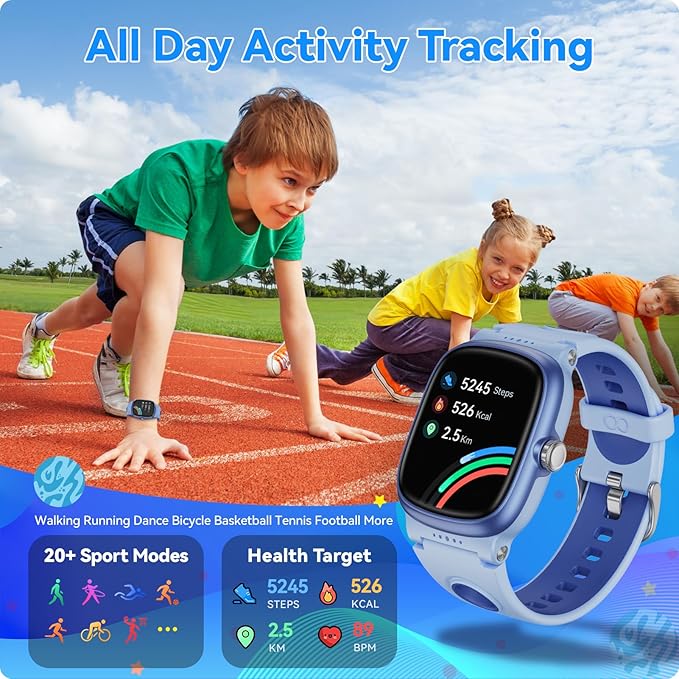 Smart Watch for Kids with Heart Rate Sleep Monitor, Games/Alarm/IP68 Waterproof Smart Watch for Boys Girls, Step Calorie Pedometer Activity Tracker, Kids Fitness Watch Birthday Gifts for Aged 4-16