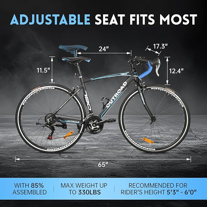 Road Bike 14-21Speed 700C Wheel with Light Aluminum Alloy Frame Commuter Bicycle with Dual Disc/V Brakes for Women and Men Black,White,Blue,Red