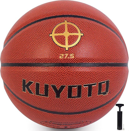 KUYOTQ Kids Toddler Youth Adult Size 3/4/5/6/7 Basketball 22/25.5/27.5/28.5/29.5" Thickened Rubber or Faux Leather Basketball for Boys Girls (Deflated)