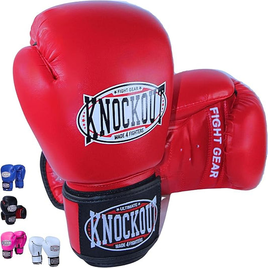 Knockout Gel Boxing Gloves for Men Women - Pro Training Sparring, Maya Hide Leather Muay Thai MMA Kickboxing, Adults-Kids Heavy Bag Workout Gloves for Boxing -Ultra-Wide Wrist Support 10 oz - 16 oz
