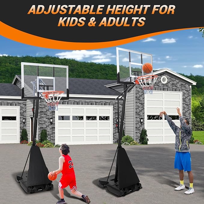 Basketball Hoop Outdoor 5.2-10Ft, Portable 47 Inch Shatterproof Backboard & Rebound Plate & Quick Adjustable Basketball Goal System