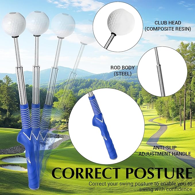Golf Grip Trainer,Golf Swing Trainer,Retractable Right-Handed Grip Trainer Golf Training Aid for Warmup, Strength Tempo Practice, Indoor/Outdoor Use Improve Swing Rhythm & Accuracy