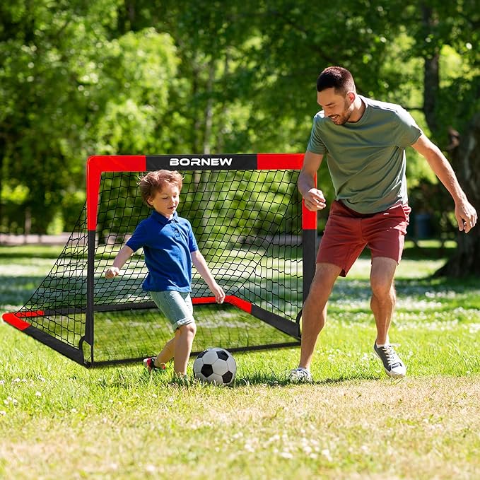 2 Pack Soccer Goal - Backyard & Indoor Soccer Goals for Kids, 4x3 ft Portable Pop Up Soccer Nets Set for Youth & Adult and Outdoor Games and Soccer Training Equipment Ages 3-16 Year Gift