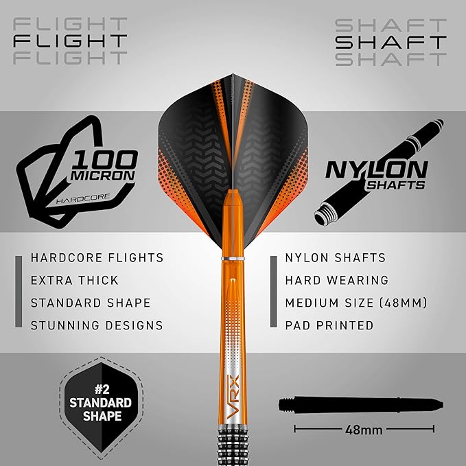 RED DRAGON Amberjack Series Darts Set with Flights and Shafts (Stems)