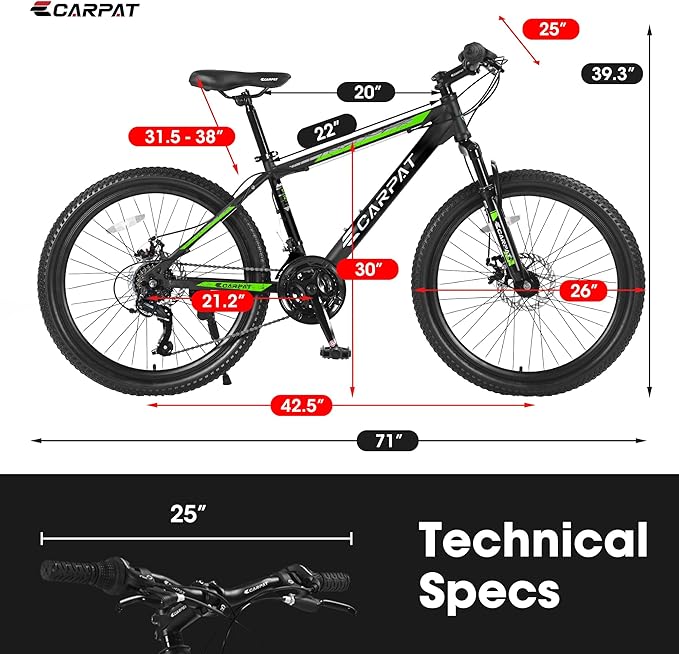 26 Inch Mountain Bike 21 Speeds with Mechanical Disc Brakes, High-Carbon Steel Frame, Suspension MTB Bikes Mountain Bicycle (Black+ Blue)
