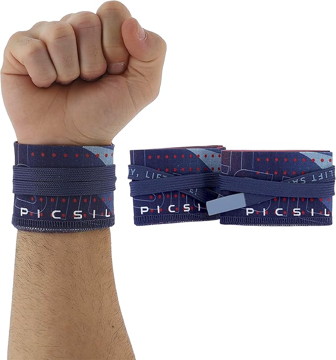 PICSIL Adjustable Wrist Support, Premium Fabric Weightlifting and Yoga Sweat Bands for Gym, for Women and Men, 1 Pair