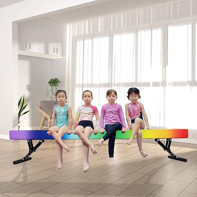 Adjustable Balance Beam Gymnastics Beam 8 FT Adjustable Height Beams for Kids, High and Low Floor Beams,Gymnastics Equipment for Kids Adults Training at Home and Gym Center