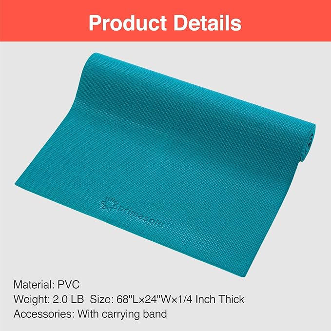 Yoga Mat with Carry Strap for Yoga Pilates Fitness and Floor Workout at Home and Gym Non-slip 9 colors