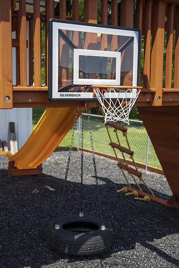 Silverback Junior Youth 33" Basketball Hoop with Lock ‘n Rock Mounting Technology Mounts to Round and Vertical Poles, Black (B8410W)