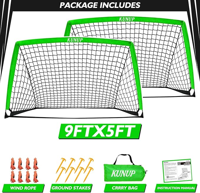 2 of 5×3 6x4 9x5 FT Portable Kids Soccer Goals Set, Foldable Soccer Practice Nets for Backyard with Carrying Bag for Toddler Youth Pop Up Soccer Training Equipment Indoor Outdoor Sports Game Gift