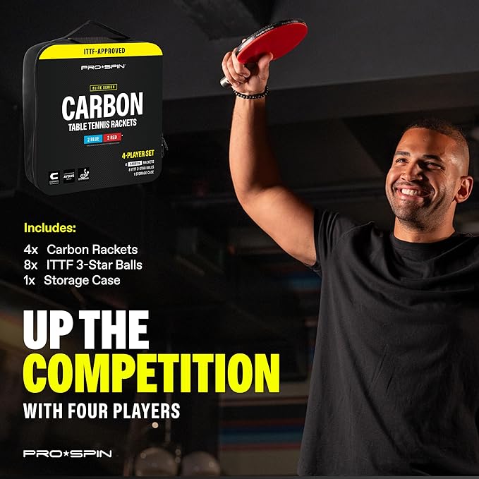 PRO SPIN Ping Pong Paddles - Professional Level Table Tennis Rackets with Carbon Fiber for Superior Control | 7-Ply Blade, Premium Rubber, 2.0mm Sponge | Includes Protector Case