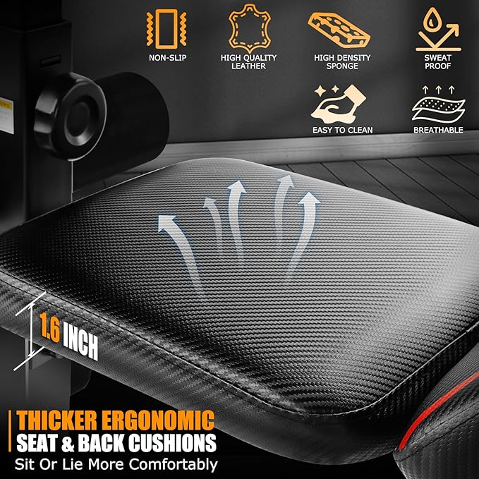 OPPSDECOR Professional Weight Bench Set with Barbell/Squat Rack, 900LBS Heavy Duty Bench Press Set with Leg Curl/Extension and Preacher Curl, Adjustable Full-Body Workout Bench for Home Gym Fitness