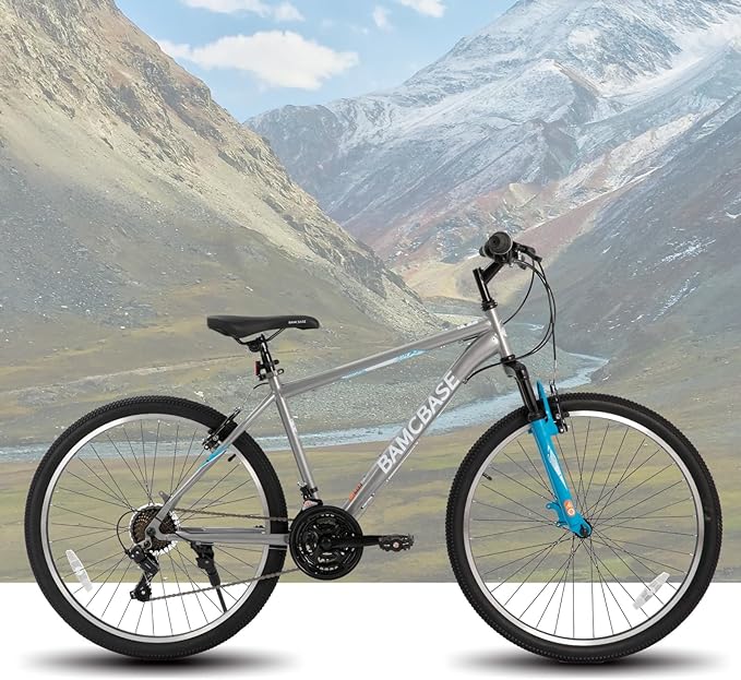 HILAND 26 27.5 29 Inch Mountain Bike, Mens and Womens MTB with 21 Speeds, High-Tensile Steel Frame, V Brake, Hardtail Bicycle for Adults