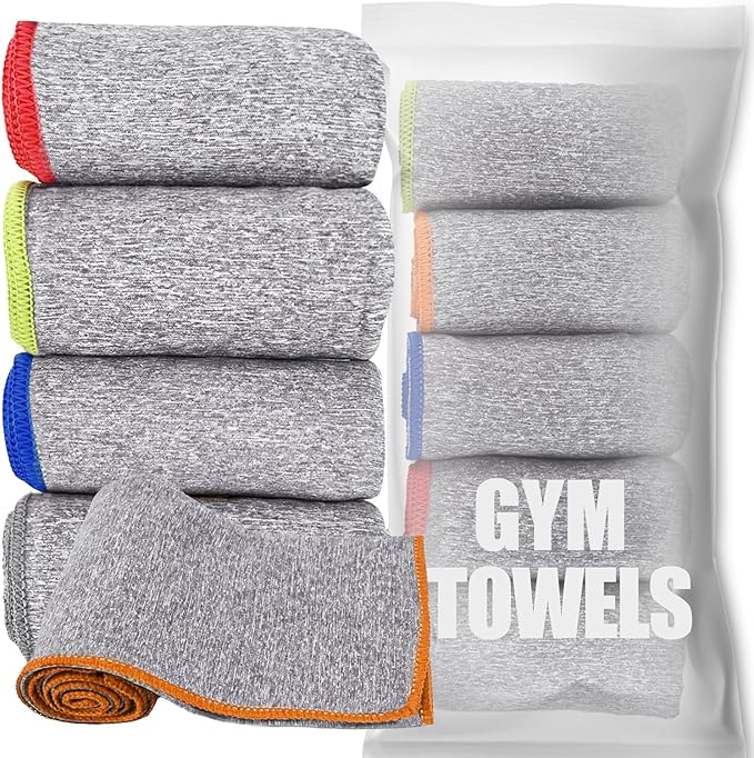 5 Pack Microfiber Gym Towels for Working Out, 16" X 26.8", Silver ION Odor-Free Absorbent Fiber, Fast Drying and Quick Dry Towels for Body Sweat, Working Out