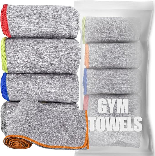 5 Pack Microfiber Gym Towels for Working Out, 16" X 26.8", Silver ION Odor-Free Absorbent Fiber, Fast Drying and Quick Dry Towels for Body Sweat, Working Out
