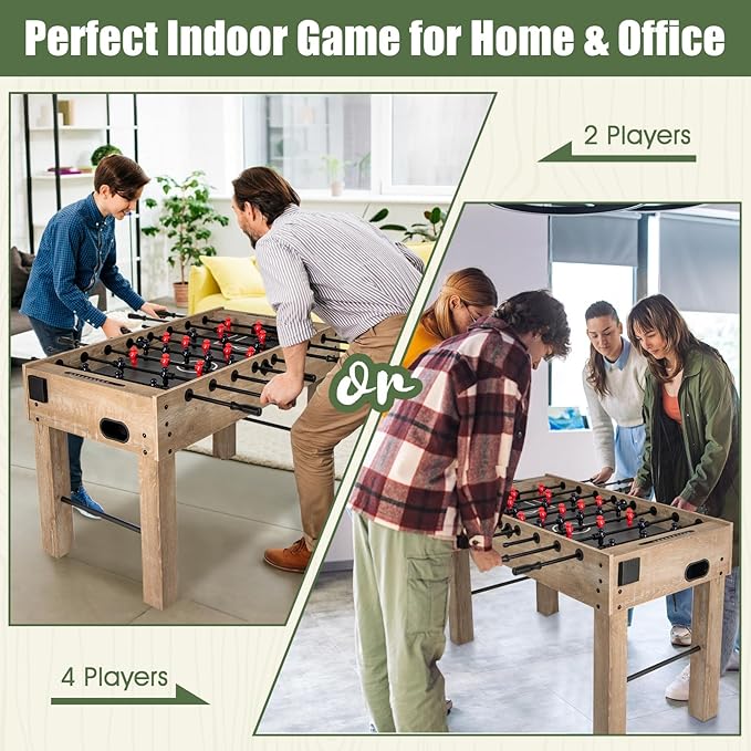 Giantex 54" Foosball Table Adult Size, Full Size Arcade Soccer Table Game w/2 Balls & 2 Cup Holders, Football Table for Kids & Adults, Competition Sized Foosball Table for Game Room, Family, Party