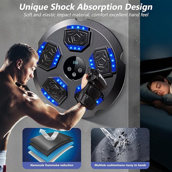 Music Boxing Machine, Workout Equipment with Boxing Gloves, Bluetooth Smart Punching Arcade Machine, Fitness Equipment for Home,Office,Gym