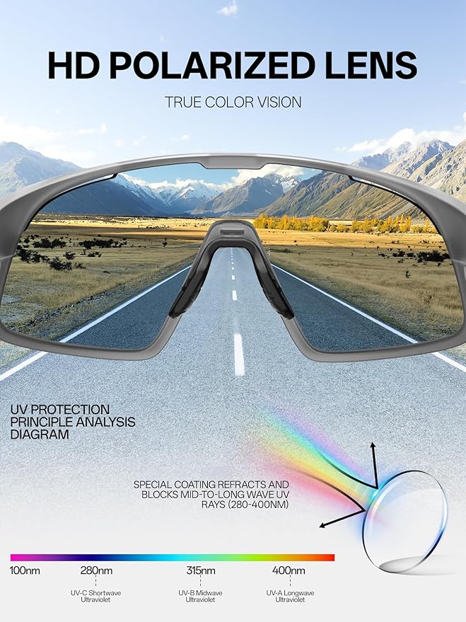 KAPVOE Polarized Cycling Glasses Men Women Sports Sunglasses for Mountain Bike Running Fishing Baseball K383