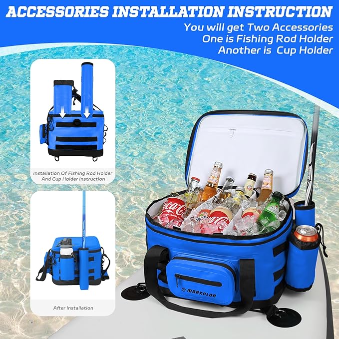 Waterproof Shell 24 cans Paddle Board Cooler Bag, Sup Deck,Kayak Cooler Bag Accessories