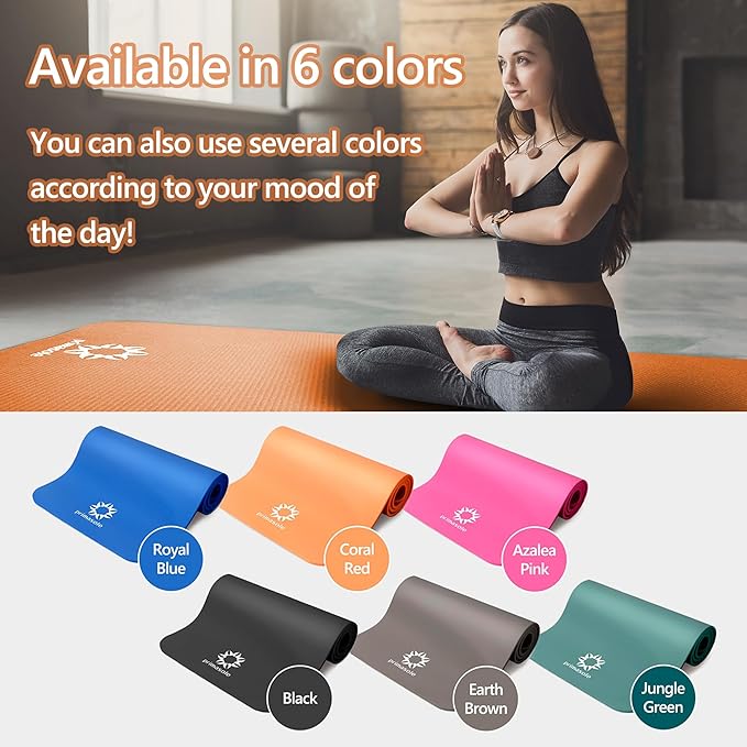 0.4Inch Extra Thick NBR Yoga Mat with Enhanced Stability - Textured Design, Lightweight Mat with Carrying Strap & Case for Yoga, Pilates, Gym & Home Use (Orange)