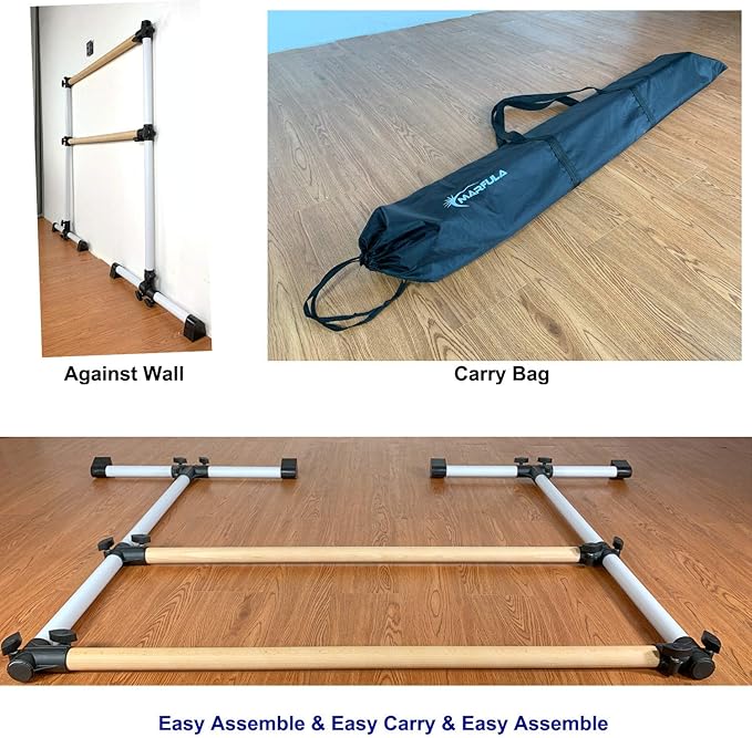 MARFULA 4 Ft Portable Wood Ballet Barre Ballet Bar Dance Barre Freestanding with Carry Bag