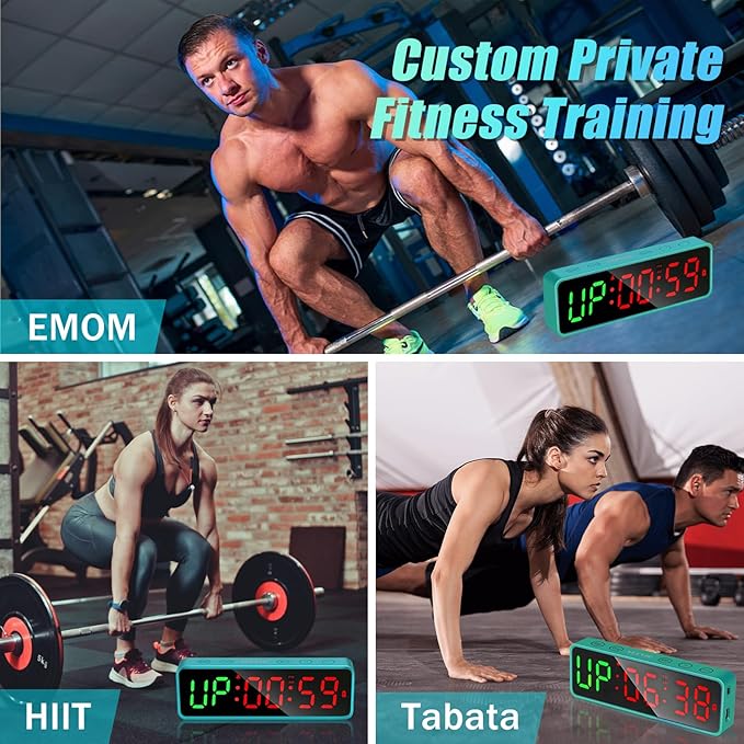 Small Gym Timer Clock Stopwatch Magnetic Workout Interval Timer, Large LED Digital Display, Home Accessories Countdown Clock for Home Gym Garage Schools