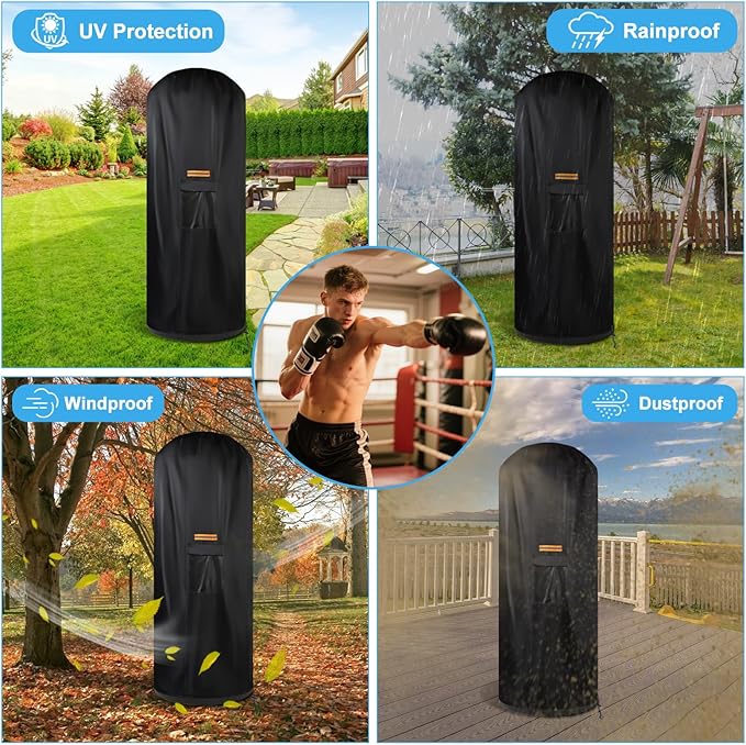 Free Standing Punching Bag Cover Outdoor Waterproof, 420D Oxford Full Protector for Standing Punching Bag with Stand, Protective Cover for Bob Dummy Boxing Bag 70" H x 28" D
