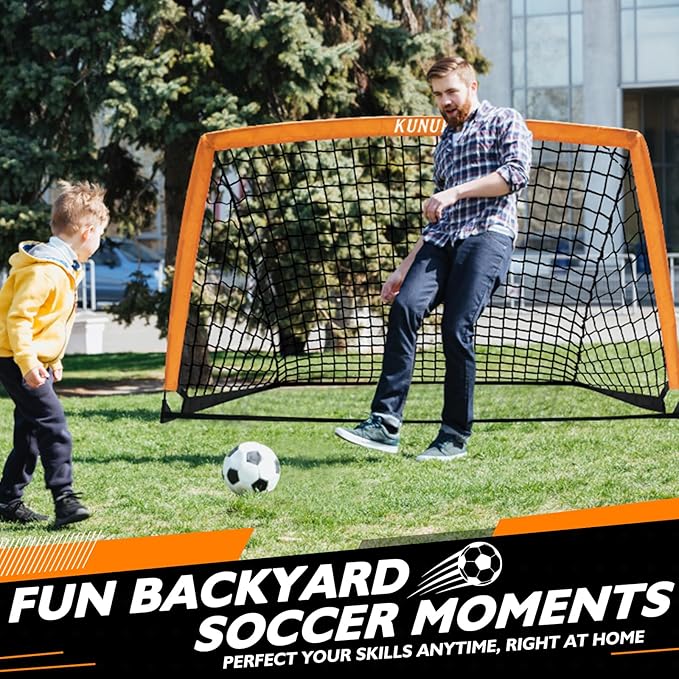 2 of 5×3 6x4 9x5 FT Portable Kids Soccer Goals Set, Foldable Soccer Practice Nets for Backyard with Carrying Bag for Toddler Youth Pop Up Soccer Training Equipment Indoor Outdoor Sports Game Gift
