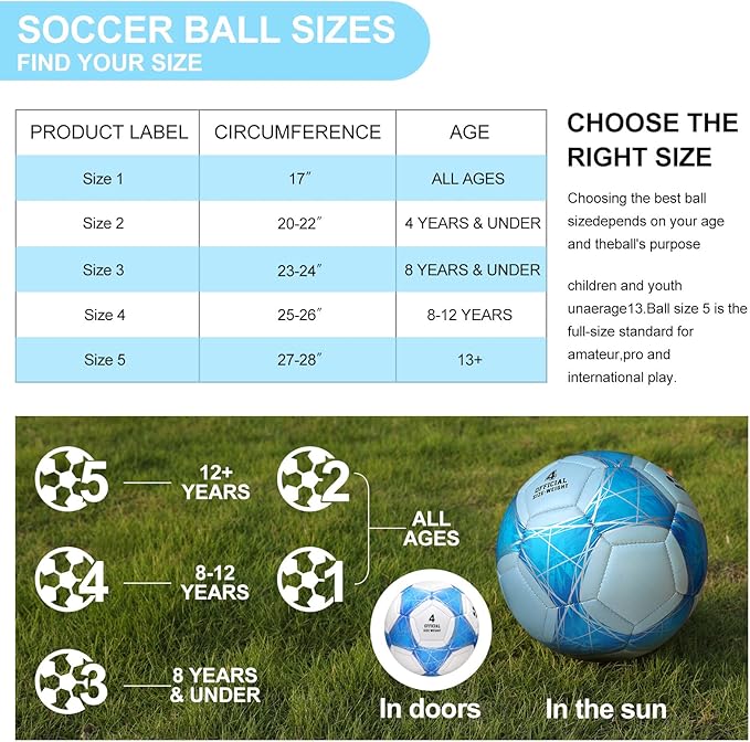 STEEFAN Teal/Blue/Pink Soccer Ball Size 4 for Kids Outdoor Play,Color Change Soccer Official Ball with Needles and Air Pump,Gift Idea for Kid Teen Boy Girl Junior Women,Indoor Outdoor Game Soccer Ball