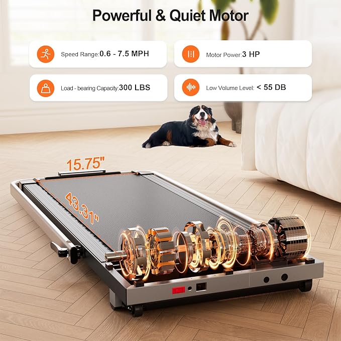 Walking Pad Treadmill with Handle Bar 3-in-1 Foldable Treadmills for Small Space 300 LBS Capacity, 3.0HP Portable Under Desk Treadmill for Home Office with LED Display Remote APP Control