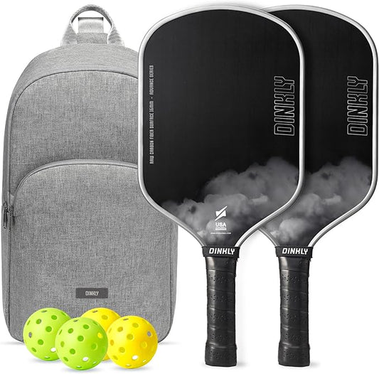 Raw Carbon Pickleball Paddles Set of 2/4, T700 Carbon Fiber Rackets with 16MM Honeycomb Polymer Core, 4 Balls and 1 Portable Carry Bag, USAPA Approved Pickleball Set for Men, Women