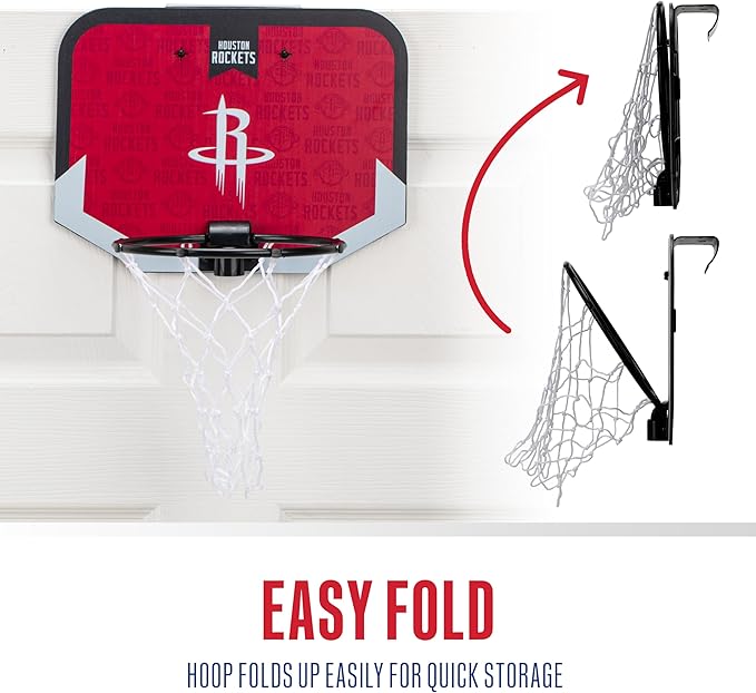 Franklin Sports NBA Team Over The Door Basketball Hoop - Kids Indoor Mini Basketball Hoop with Basketball - NBA Fan Shop Mini Hoop for Bedroom & Office