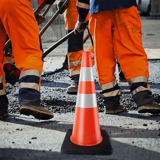 Traffic Cones 28 inch Orange 8 Pack Heavy Duty Safety Cones with Reflective Collars Fit Parking Lot,Driveway Road Traffic Control Construction Cones