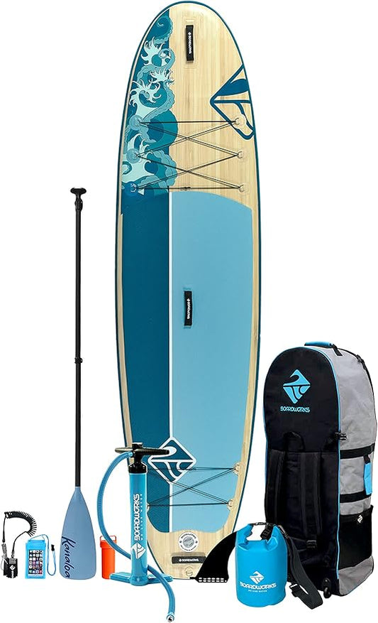 Boardworks SHUBU SUP - All Water Inflatable Stand-Up Paddle Board - SUP Includes Complete Kit with Paddle, Backpack Carry Bag, Leash, Dry Bag and Pump
