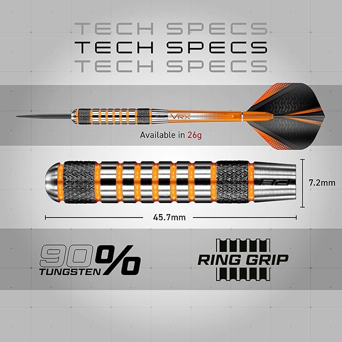 RED DRAGON Amberjack Series Darts Set with Flights and Shafts (Stems)