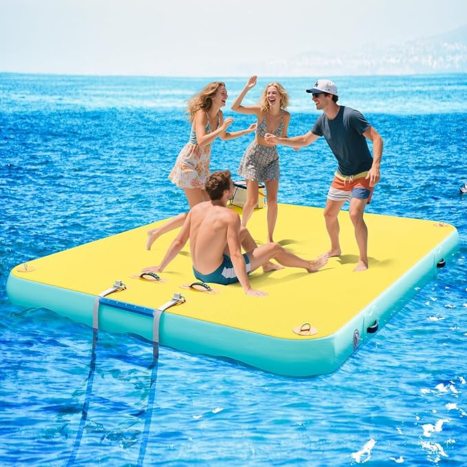 Specraft Inflatable Floating Dock, Non-Slip Air Dock Platform loating Island Raft with Rope Ladder for Pool Lake Beach Ocean
