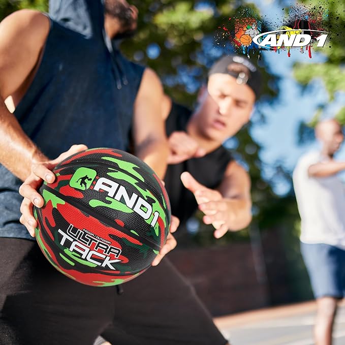AND1 Ultra Grip Basketball: Official Regulation Size 7 (29.5 inches) Rubber- Deep Channel Construction Streetball, Made for Indoor Outdoor Basketball Games