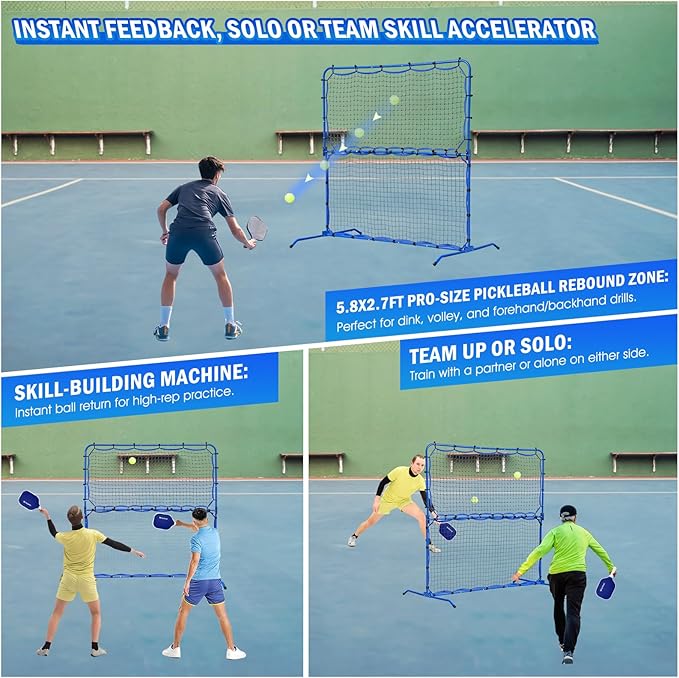 Pickleball Practice Rebounder Net for Dink Volley Solo Training Equipment, 7.9FT or 6FT 2in1 Mini Pickleball Net Portable Trainer for Outdoor Driveway Backyard Indoor Garage, Easy Setup & Storage