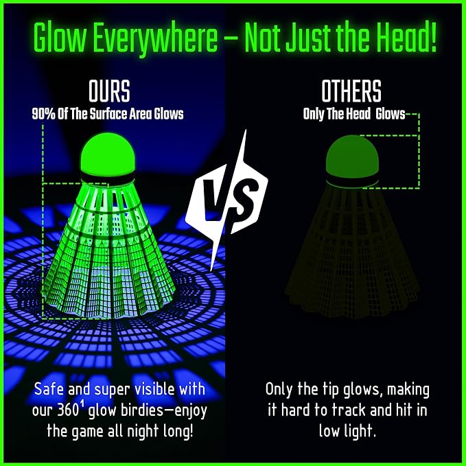 EAGLES LED Badminton Shuttlecocks - 5 or 11 Pack Lighting Birdies, Nylon Glow in The Dark Birdie Balls for Baseball Practice Plastic Light Up Birdies for Outdoor Indoor Sports