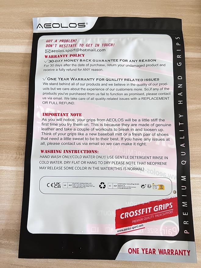 AEOLOS Leather Gymnastics Hand Grips-Great for Gymnastics,Pull up,Weight Lifting,Kettlebells and Cross Training