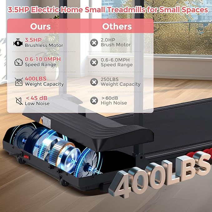 Portable Walking Pad Treadmill with Handle Bar, Foldable Folding Walking Pads Treadmills for Home with Handles