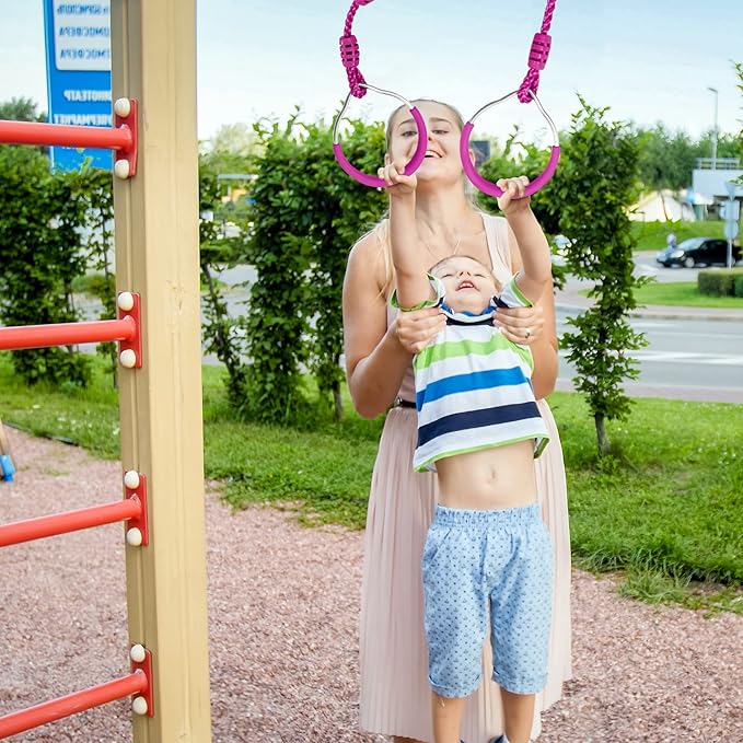 Ninja Ring Fitness Gymnastic Ring Climbing Bar Workout Outdoor Backyard Playground Training Equipment Play Set, Jungle Gym Fist Hanging Swing Monkey Bars Ninja Warrior Obstacle Course Trapeze Playsets