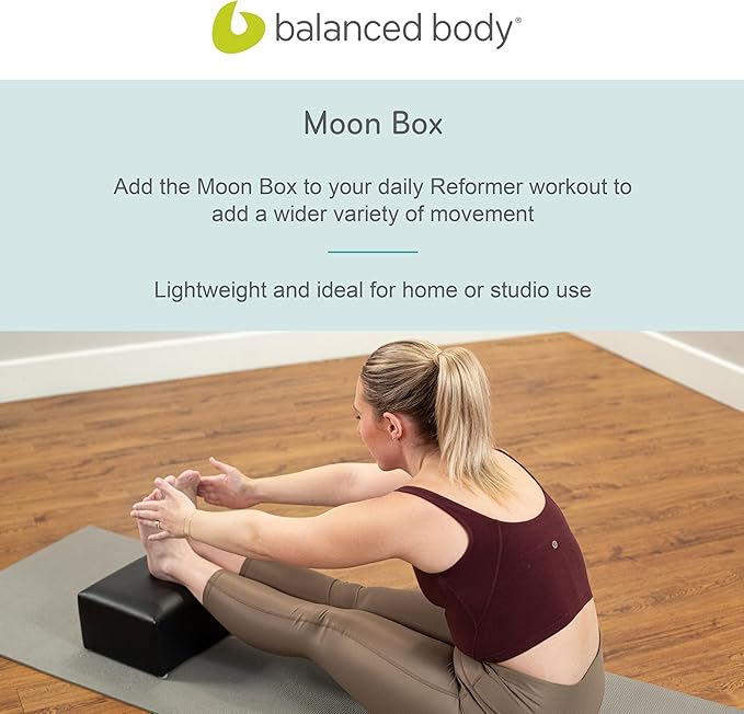 Balanced Body Moon Box, Pilates Box for Reformer, Wall Tower, or Floor Workouts, Pilates Workout Equipment for Home Gym or Studio Use, Black