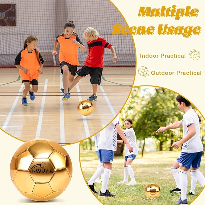 Size 3 4 5 Glitter Pink Gold Purple Soccer Ball Set with Pump Youth Soccer Ball for Kids Aged 4-6 6-8 8-12 Toddler Soccer Ball Soft Training Ball Practice for Teens Children Adults Boys Girls