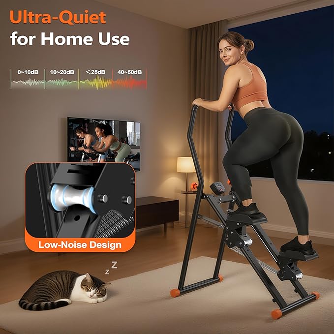 EPHESPORT 2.0 Stair Stepper for Home Gym, 3-Level Adjustable Resistance Vertical Climber Machine, Full-Body Cardio Workout Equipment with Adjustable Handlebar & Pedals, 90% Pre-Assembled Stair Climber