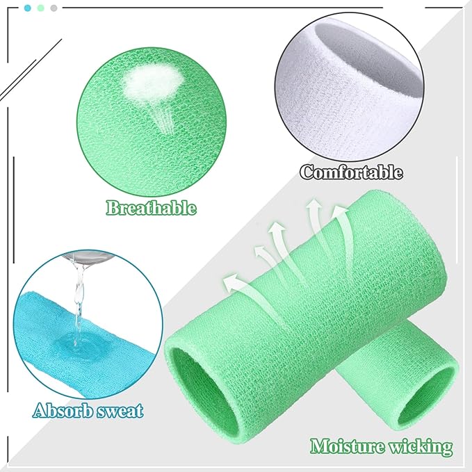 WILLBOND 6 Inch Wrist Sweat Bands for Men Women Tennis Elastic Athletic Long Sweatband Wrist Absorbent for Basketball Tennis Running Outdoor Activity