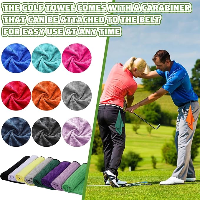 Batiyeer Golf Towels Bulk for Bags 16'' x 16'' Microfiber Waffle Pattern Golf Towel with Clipfor Mini Tournament, Club, Yoga, Fitness